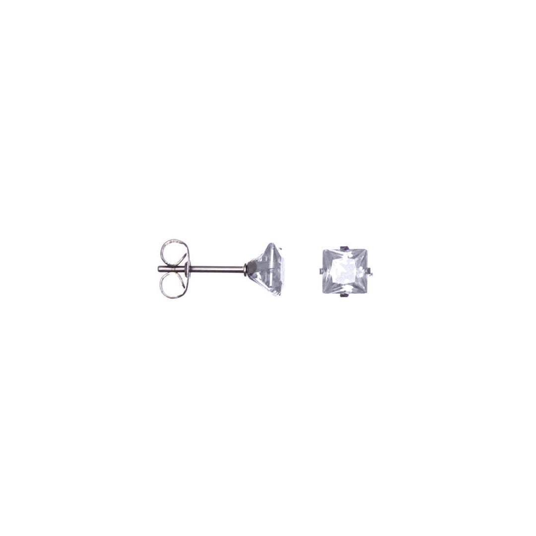 Square zirconia earrings 5mm (Steel 316L)