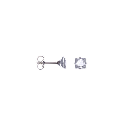 Square zirconia earrings 5mm (Steel 316L)