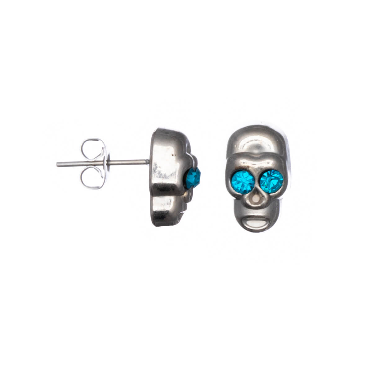 Skull earrings with glittering eyes (Steel 316L)