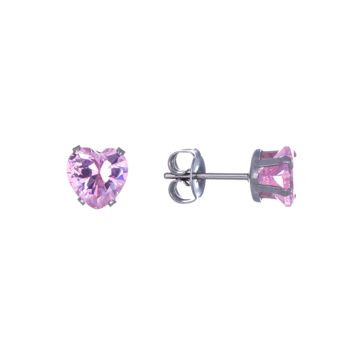 Heart zirconia earrings 7mm (Steel 316L)