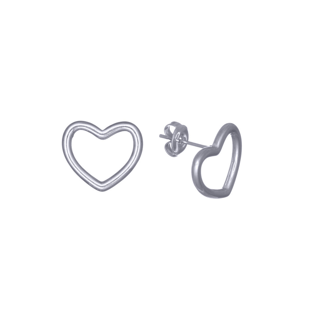 Heart earrings with heart outline (Steel 316L)