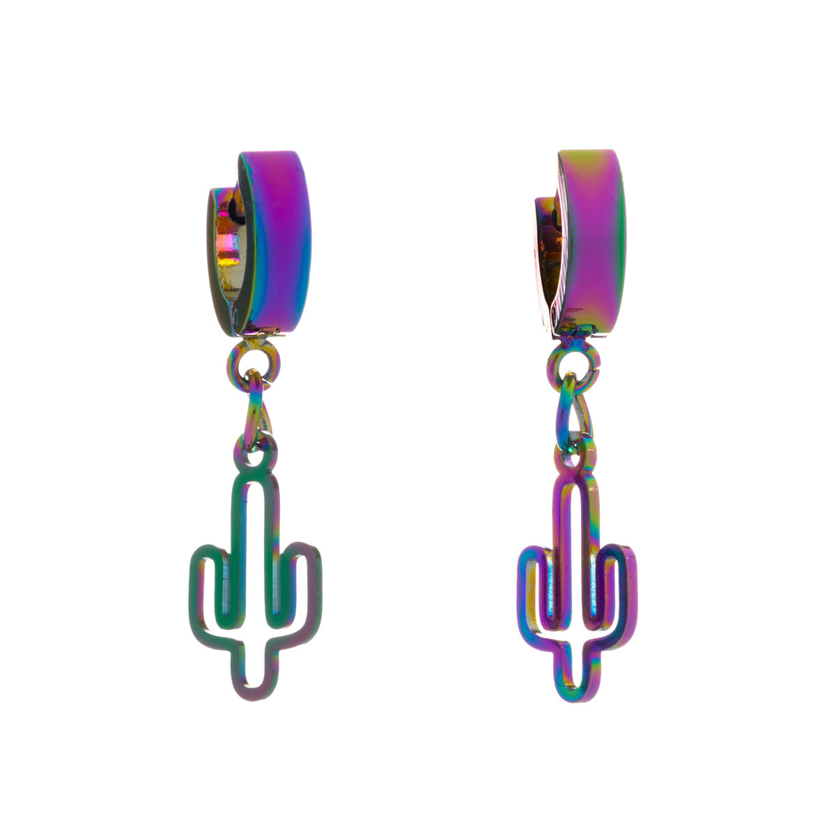 Ring hanging cactus steel ring earrings