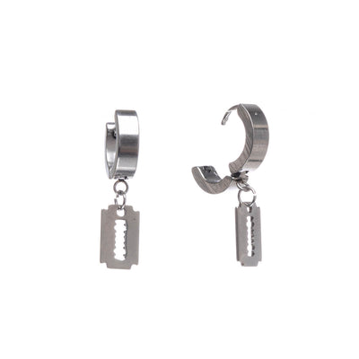 Ring razor blade earrings earrings (steel 316L)