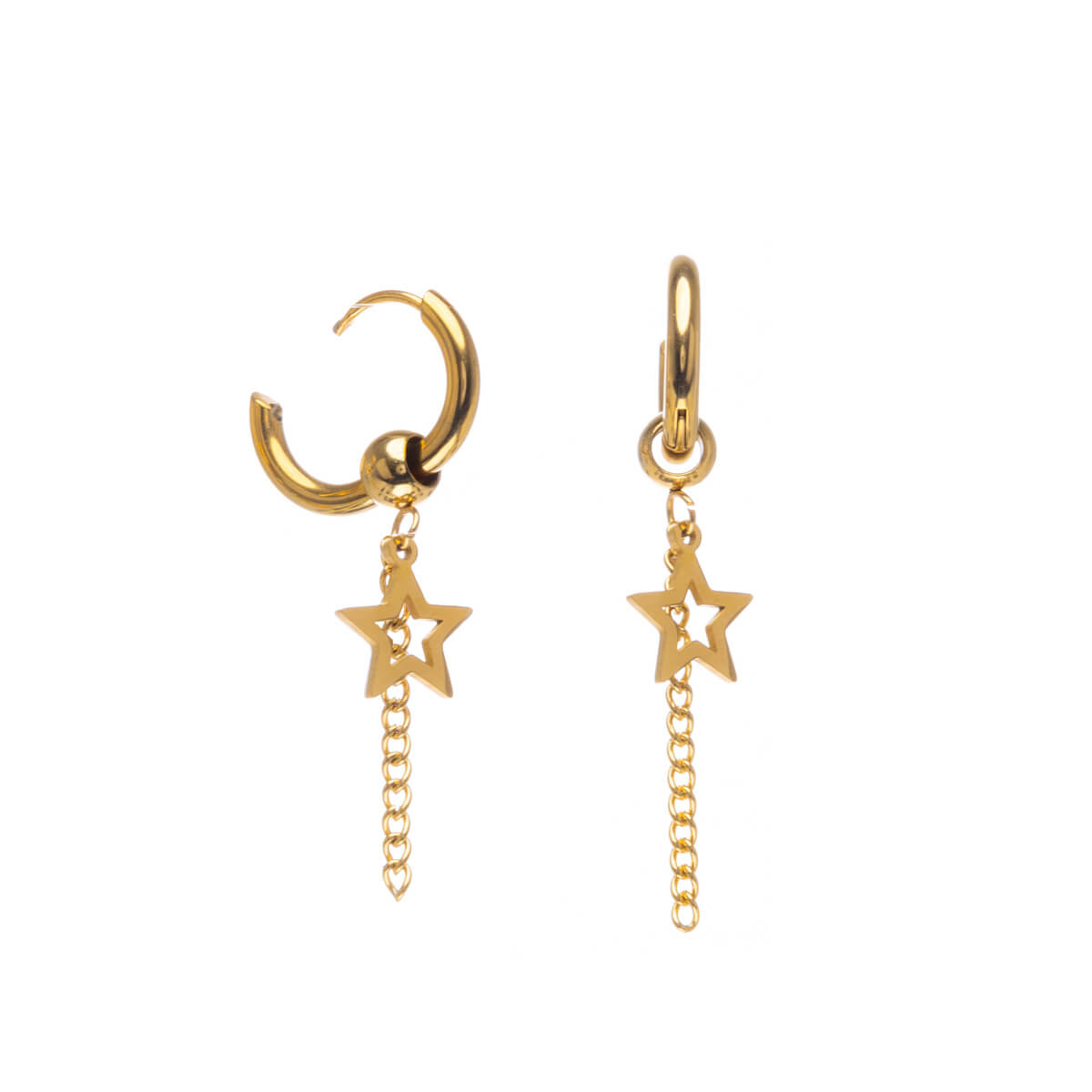Star pendant earrings ring earrings (steel 316L)