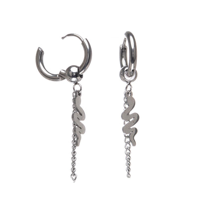 Snake pendant earrings ring earrings (steel 316L)