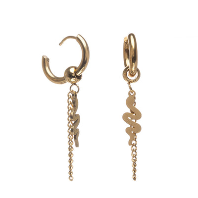 Snake pendant earrings ring earrings (steel 316L)