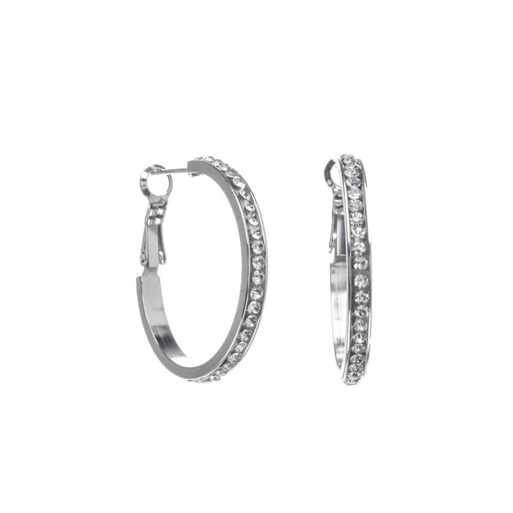 Rhinestone earrings ring earrings 3cm (steel 316L)