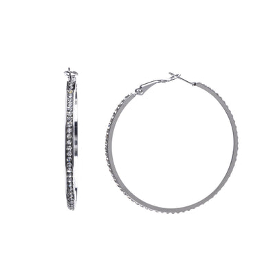 Rhinestone earrings ring earrings 5cm (steel 316L)