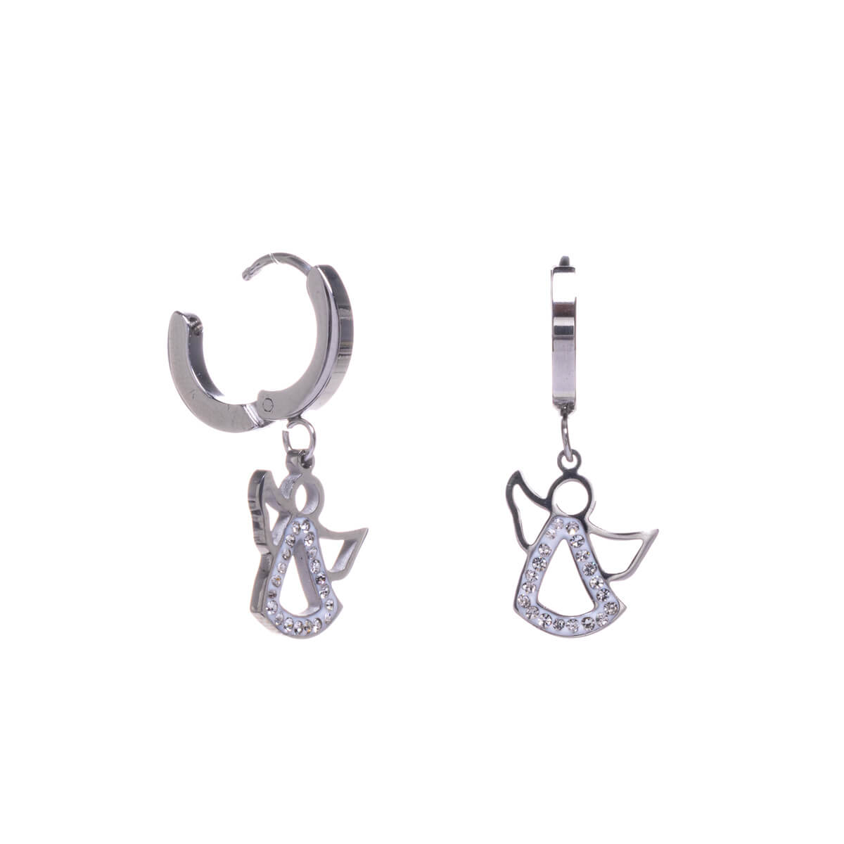 Sparkling angel pendant earring earrings (steel 316L)