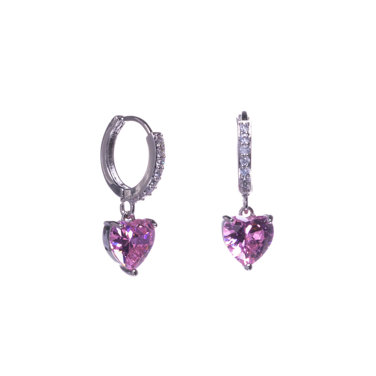 Zirconia heart pendant earring earrings