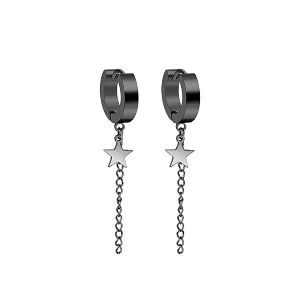 Star pendant earrings chain earrings (Steel 316L)