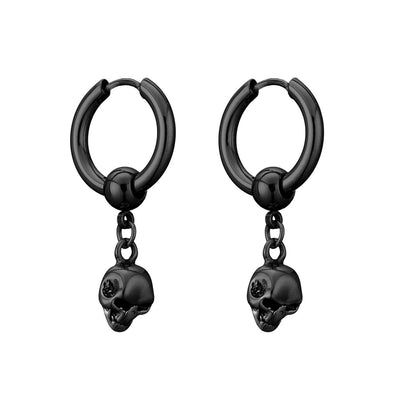 Skull pendant earrings ring earrings (steel 316L)