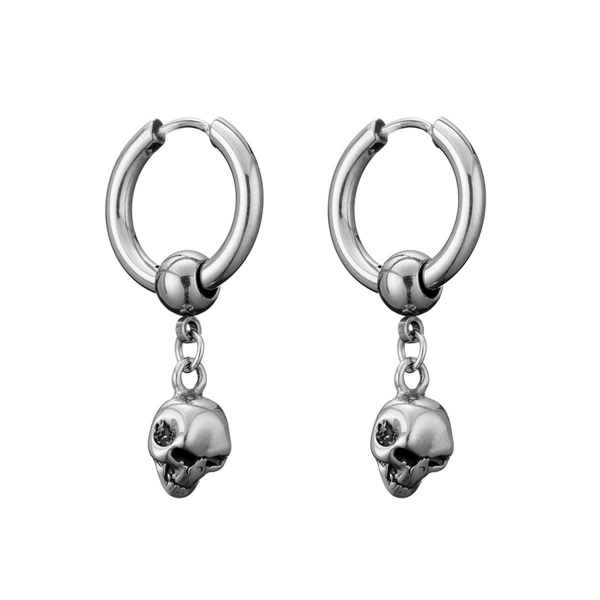 Skull pendant earrings ring earrings (steel 316L)