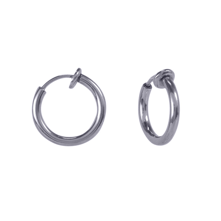 Spring-loaded earring with fine ring 10mm 2pcs (Steel 316L)