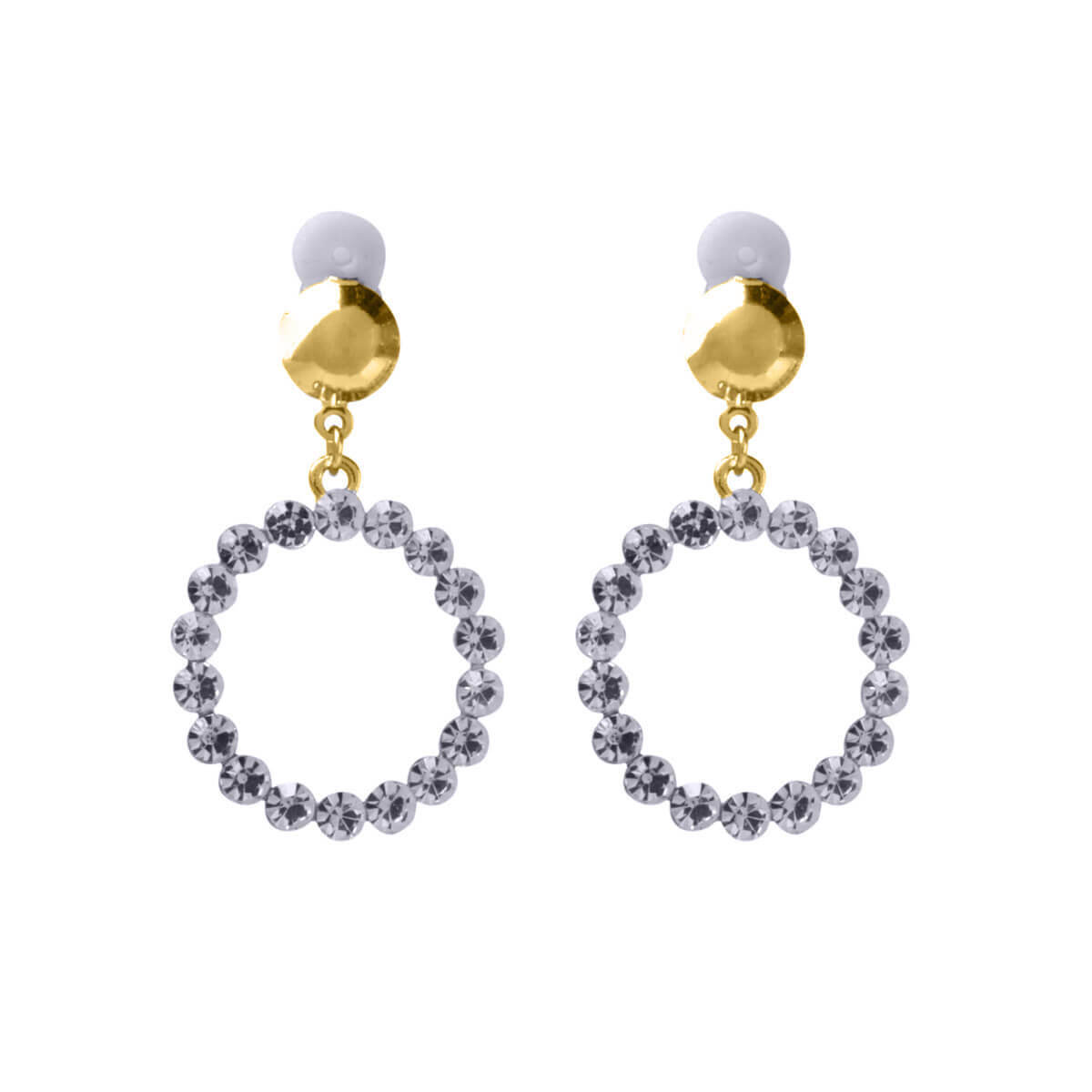 Rhinestone ring clip earrings