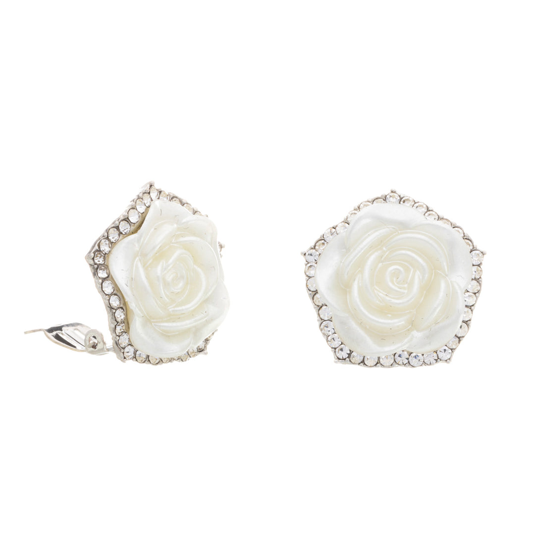 Rose clip earrings