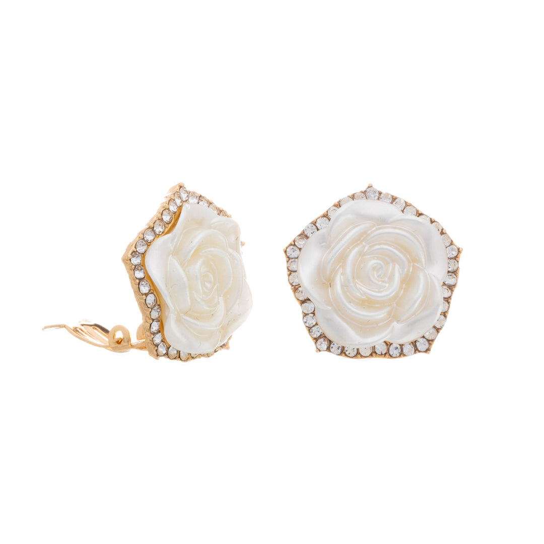 Rose clip earrings