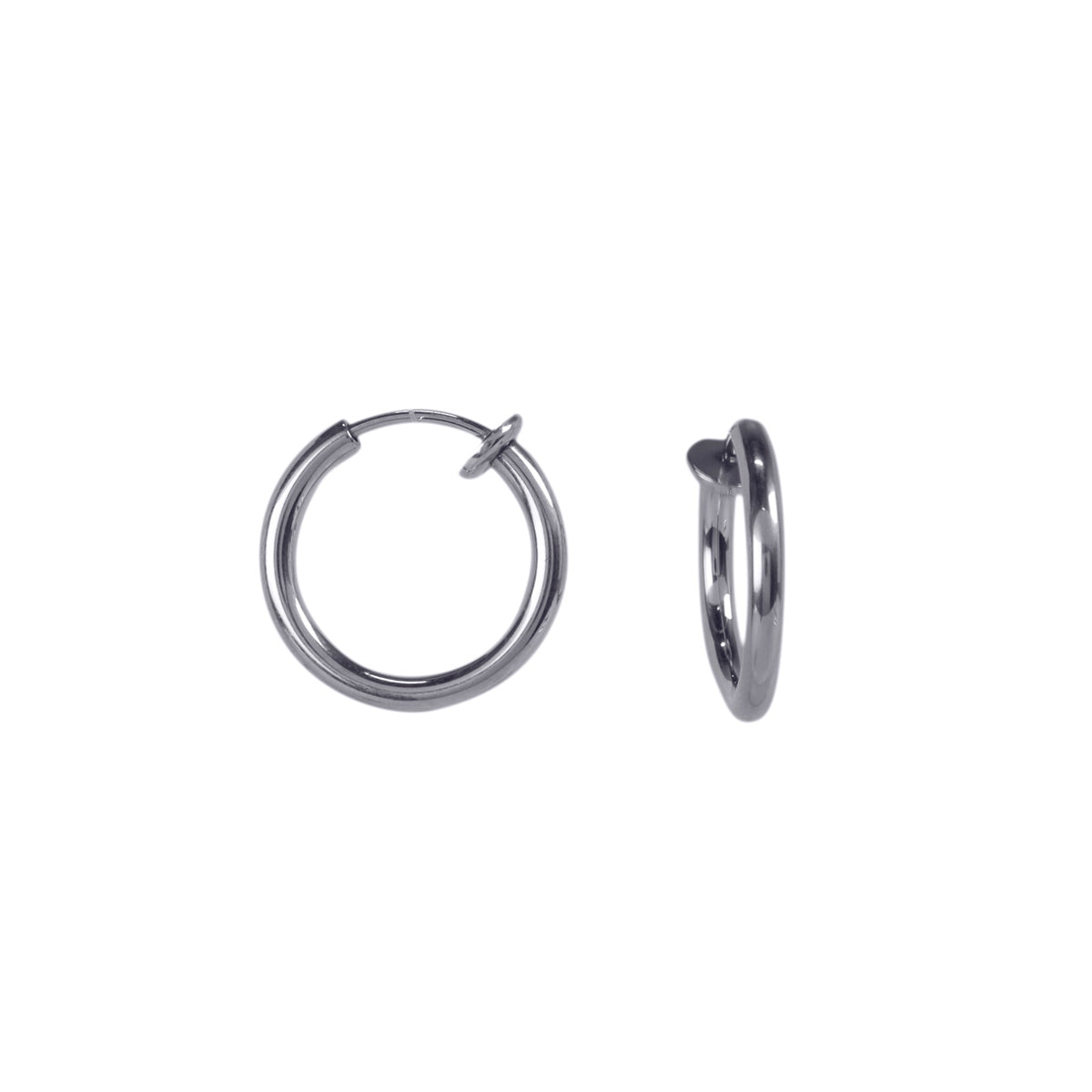 Spring-loaded earring with fine ring 12mm 2pcs (Steel 316L)