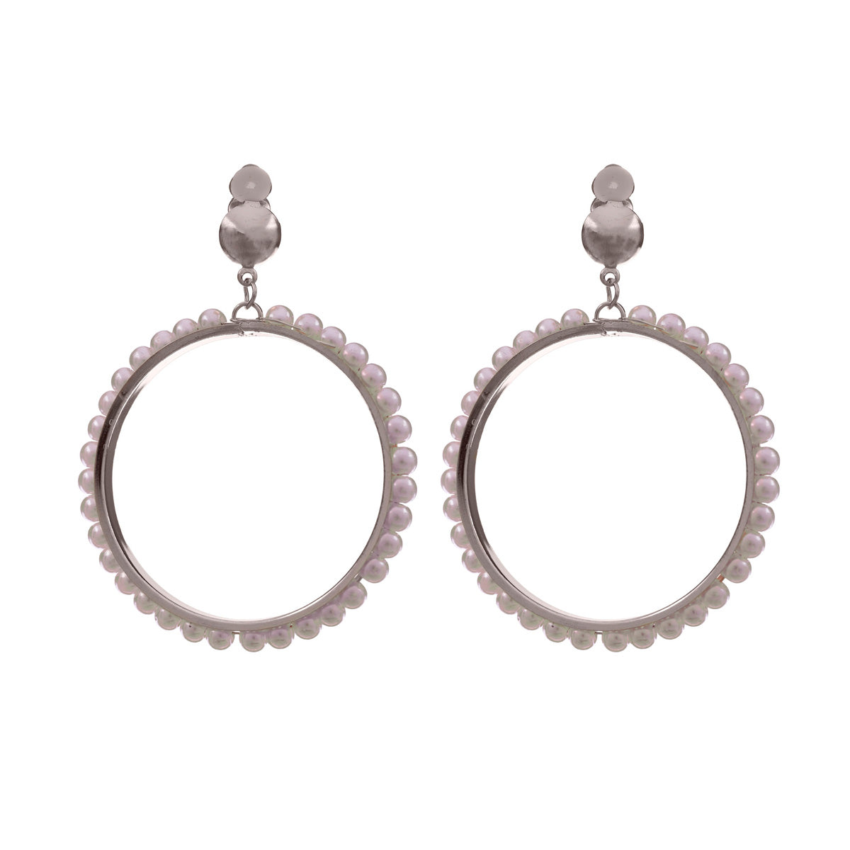 Hanging pearl ring clip earrings