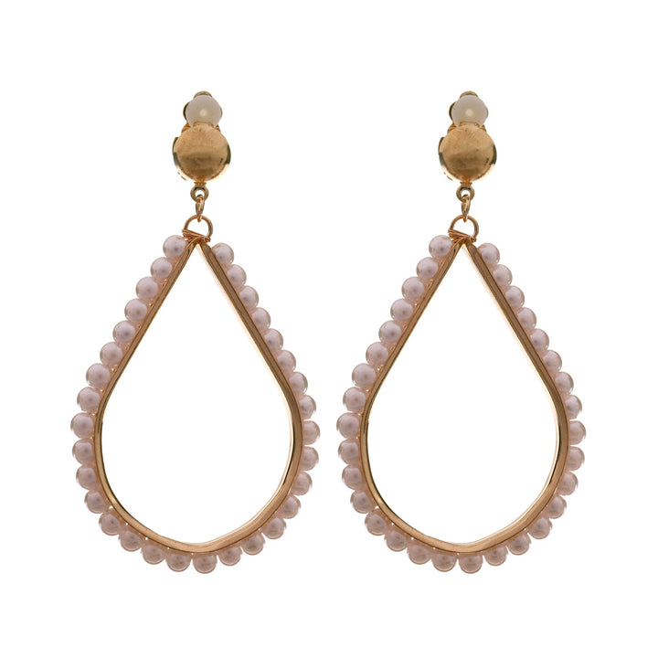 Hanging pearl drop clip earrings