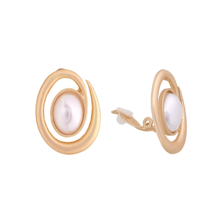 Ovals pearl clip earrings