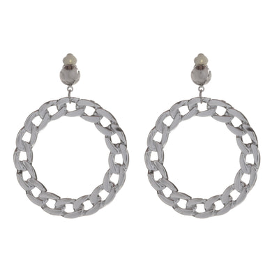 Chain ring clip earrings