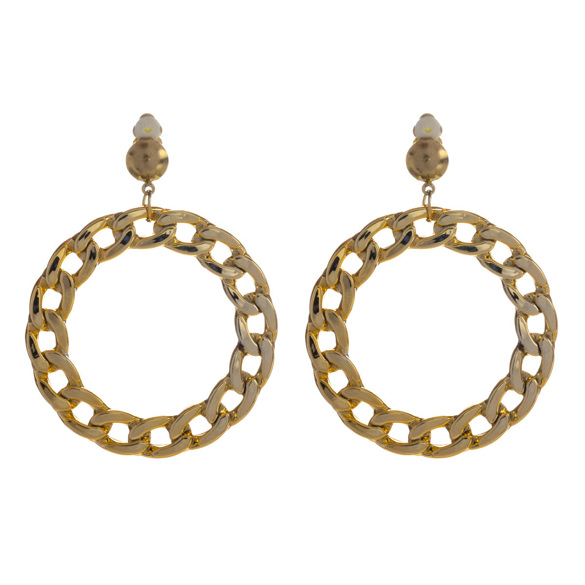 Chain ring clip earrings