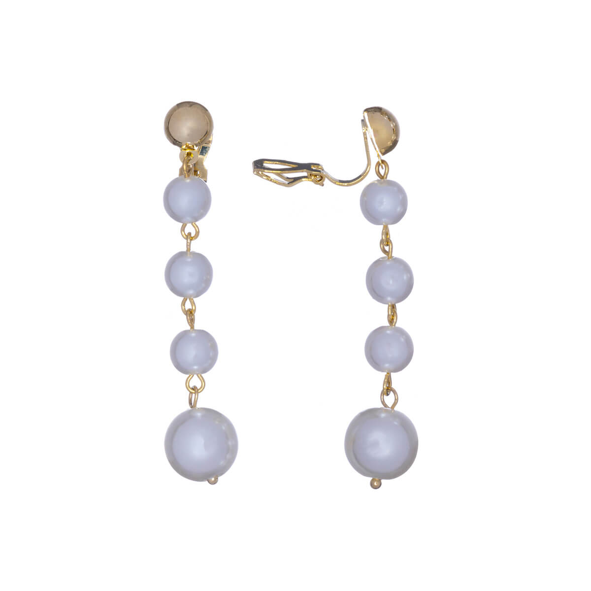 Hanging pearl clip earrings