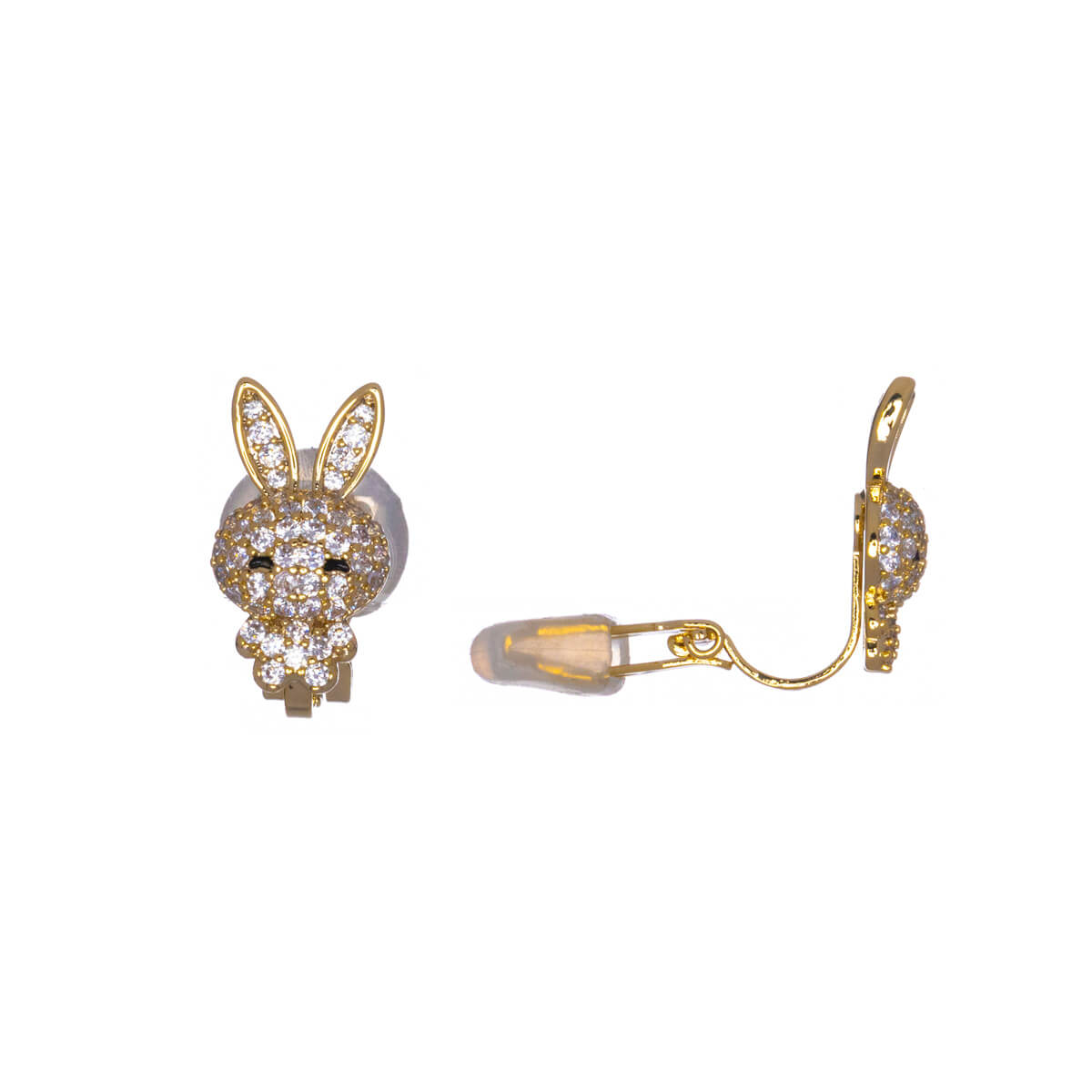 Zirconia bunny clip earrings (silver 925)