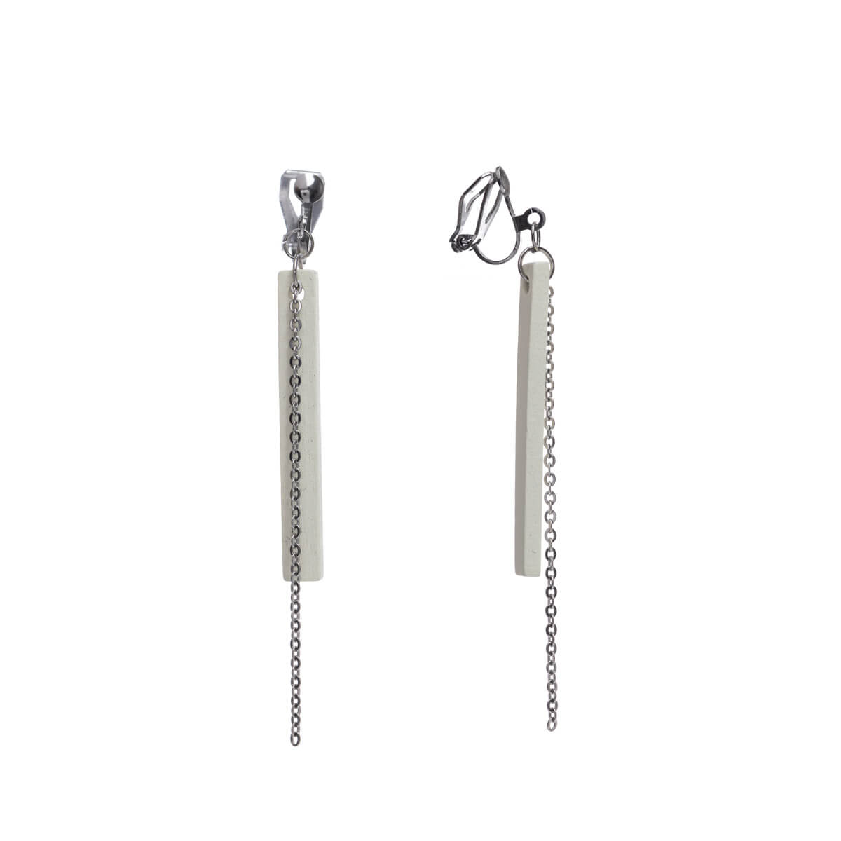 Wooden pillar clip earrings - Made in Finland (steel 316L)
