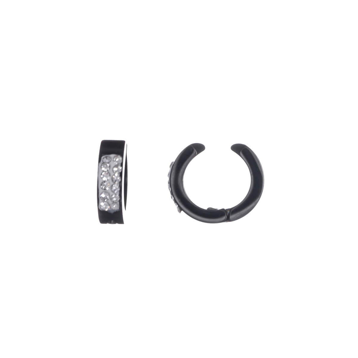 Glass stone ring clip earrings 4mm (steel 316L)
