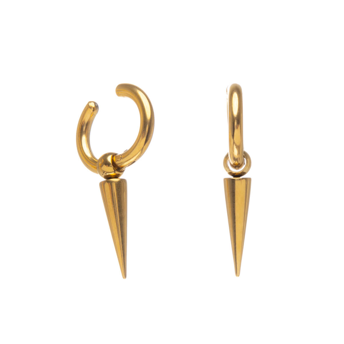 Spike pendant ring clip-on earrings (18K Steel 316L)