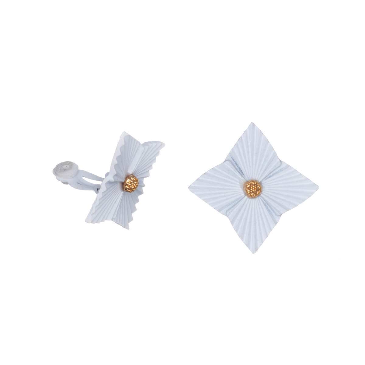 Angular flower clip earrings