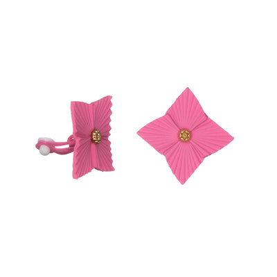 Angular flower clip earrings