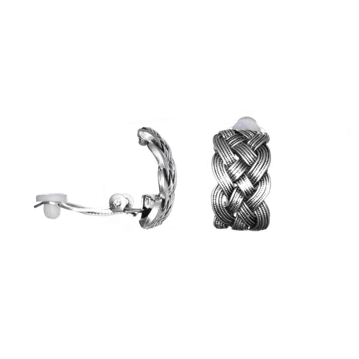 Braided curved clip-on earrings