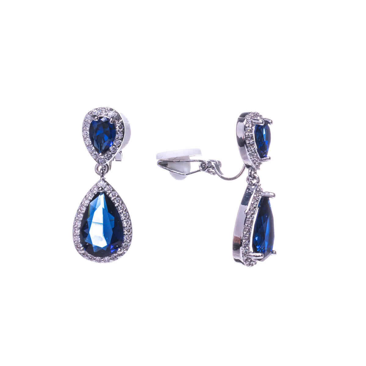 Hanging zirconia drop clip earrings
