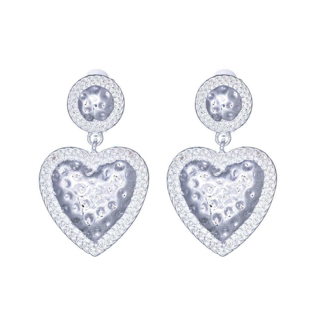 Hanging heart clip-on earrings