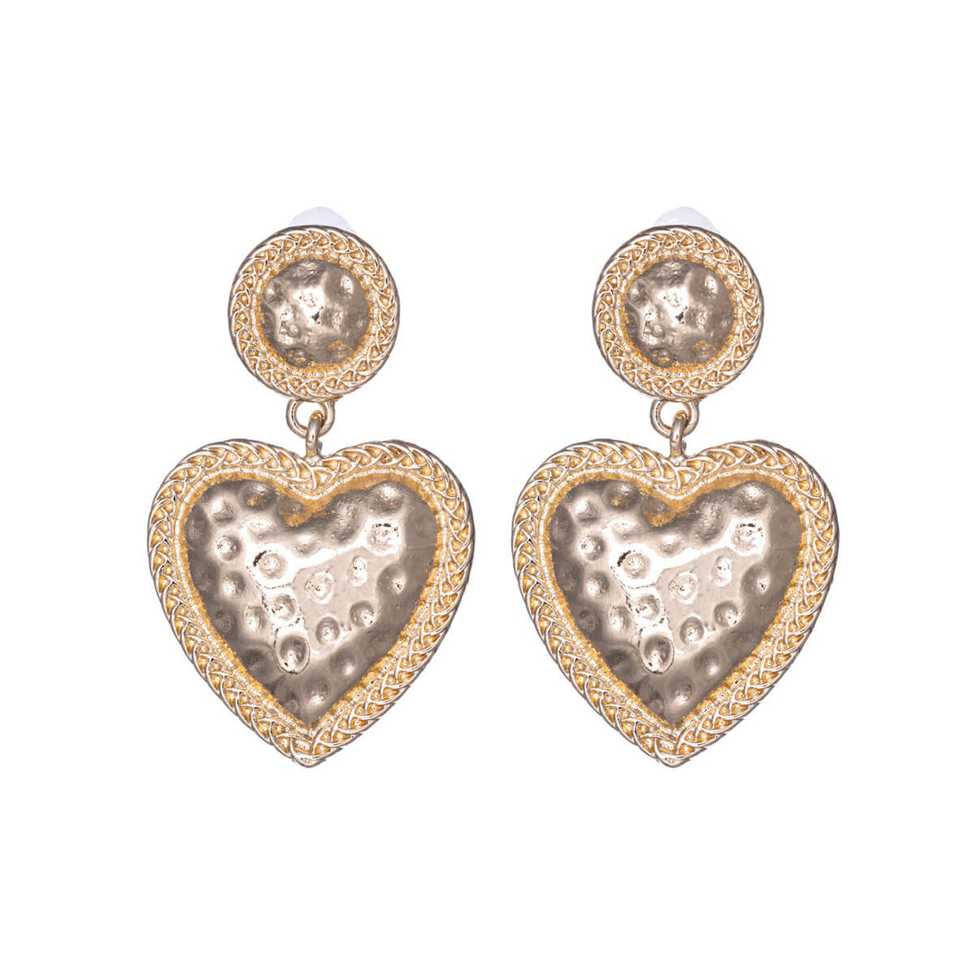 Hanging heart clip-on earrings