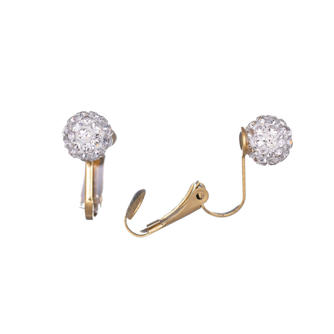 Glittering ball clip earrings 8mm (18k Steel 316L)