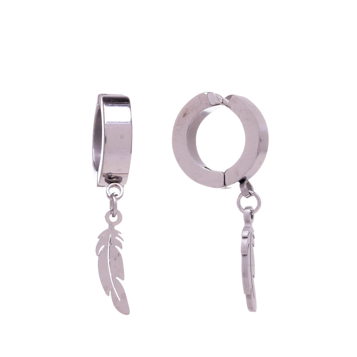 Dangling feather ring clip-on earrings (Steel 316L)