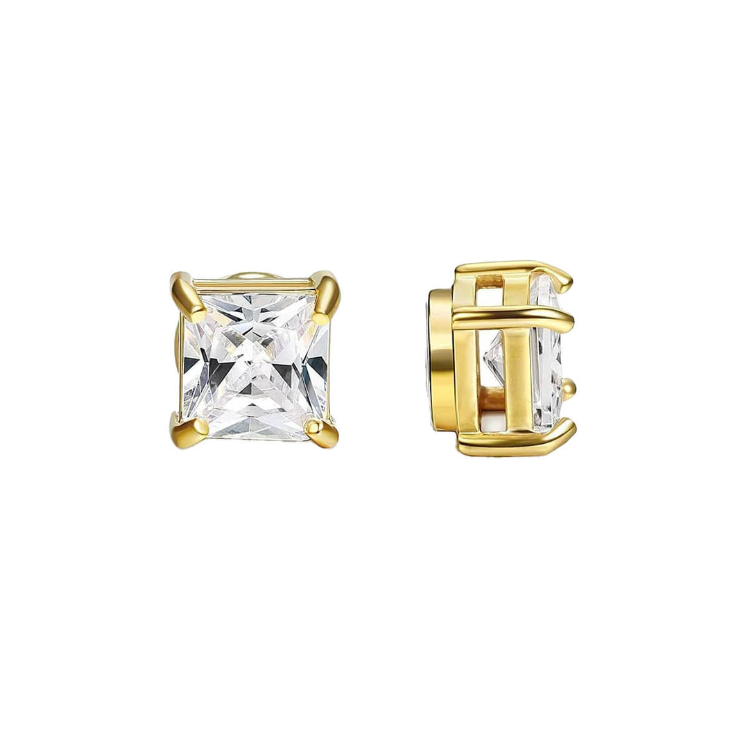 Zirconia square magnet earrings 8mm (Steel 316L)