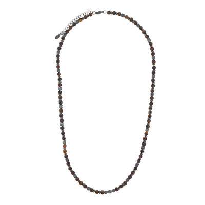 Stone beads on steel chain necklace 50cm