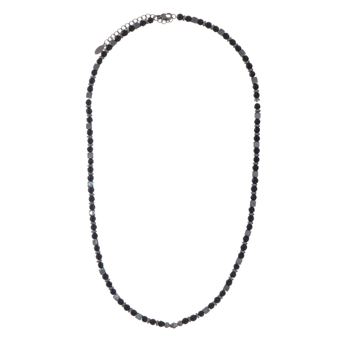 Stone beads on steel chain necklace 50cm