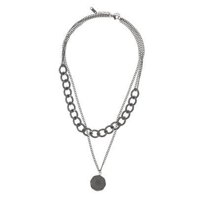 Two-row necklace with pendant (steel)