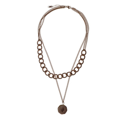 Two-row necklace with pendant (steel)