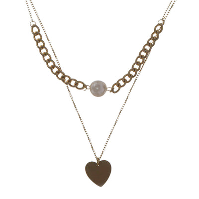 Two row heart necklace (steel)