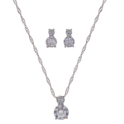 Zirconia necklace and earrings set in a gift box