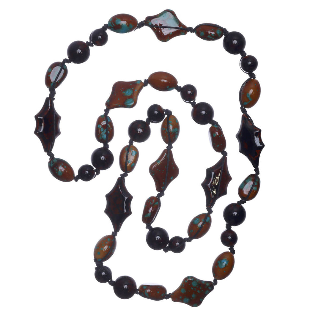 Painted wooden bead necklace 95cm