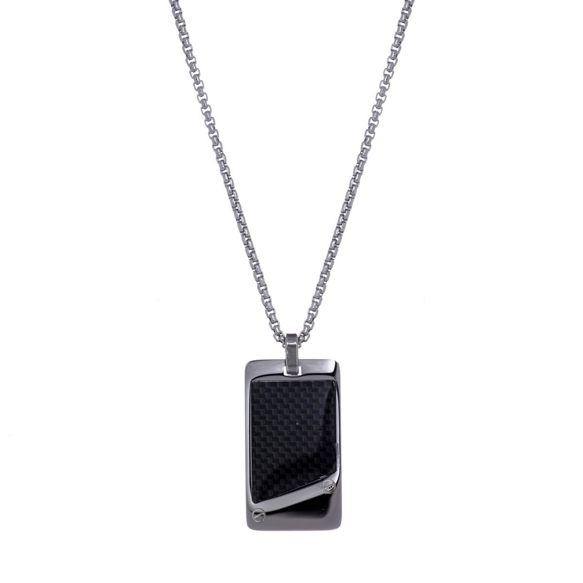 Steel plate necklace with carbon fibre (steel 316L)