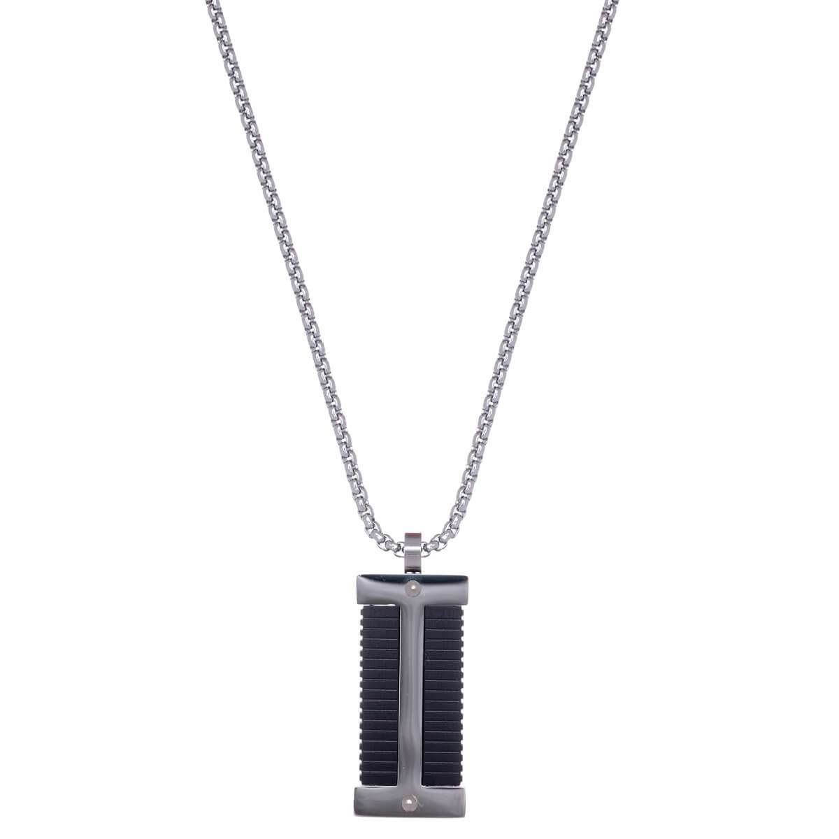 Steel black tile necklace (steel 316L)